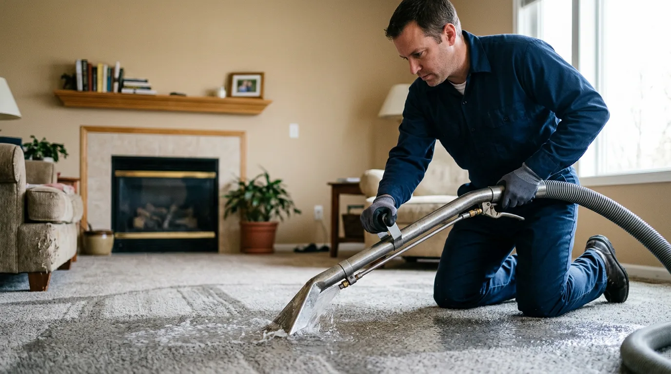 Water damage restoration technician working near Littleton, MA